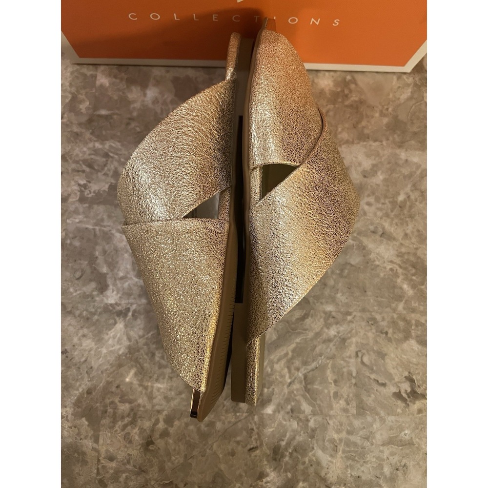 Checked Slide Sandal Shoe‎ Size 5 NEW Metallic Champagne Gold Women Katy Perry… - Picture 5 of 7
